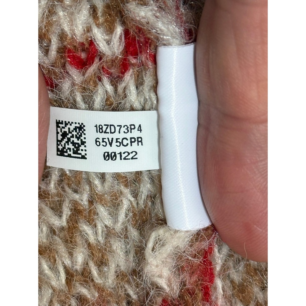 American Eagle Fair Isle Sweater Women L Oversized Tan Cozy Cottagecore Nordic - Picture 5 of 9